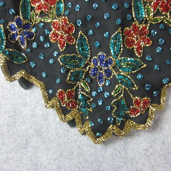 Lawrence Kazar Top Adult Women Beaded Floral  Short Sleeve Blouse Silk 2X Plus - Picture 8 of 16